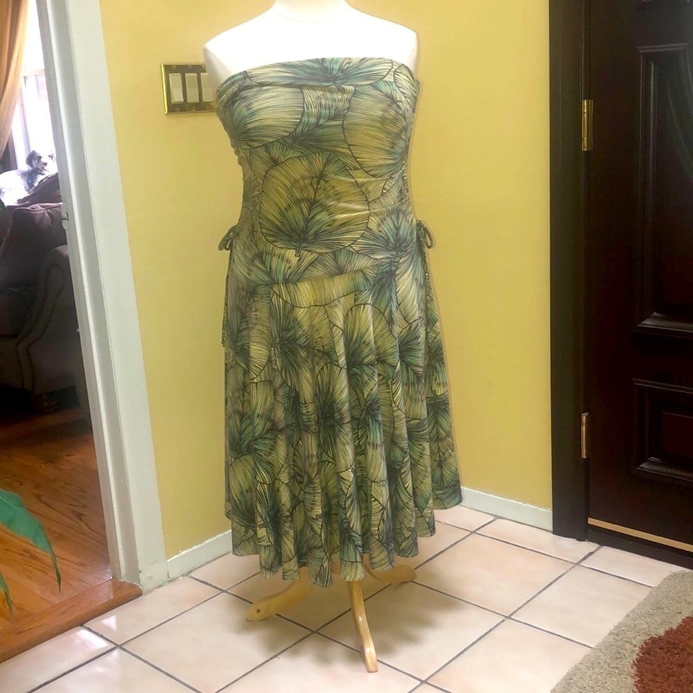 Mimi Maternity Green Floral Sleeveless Dress Sz Large